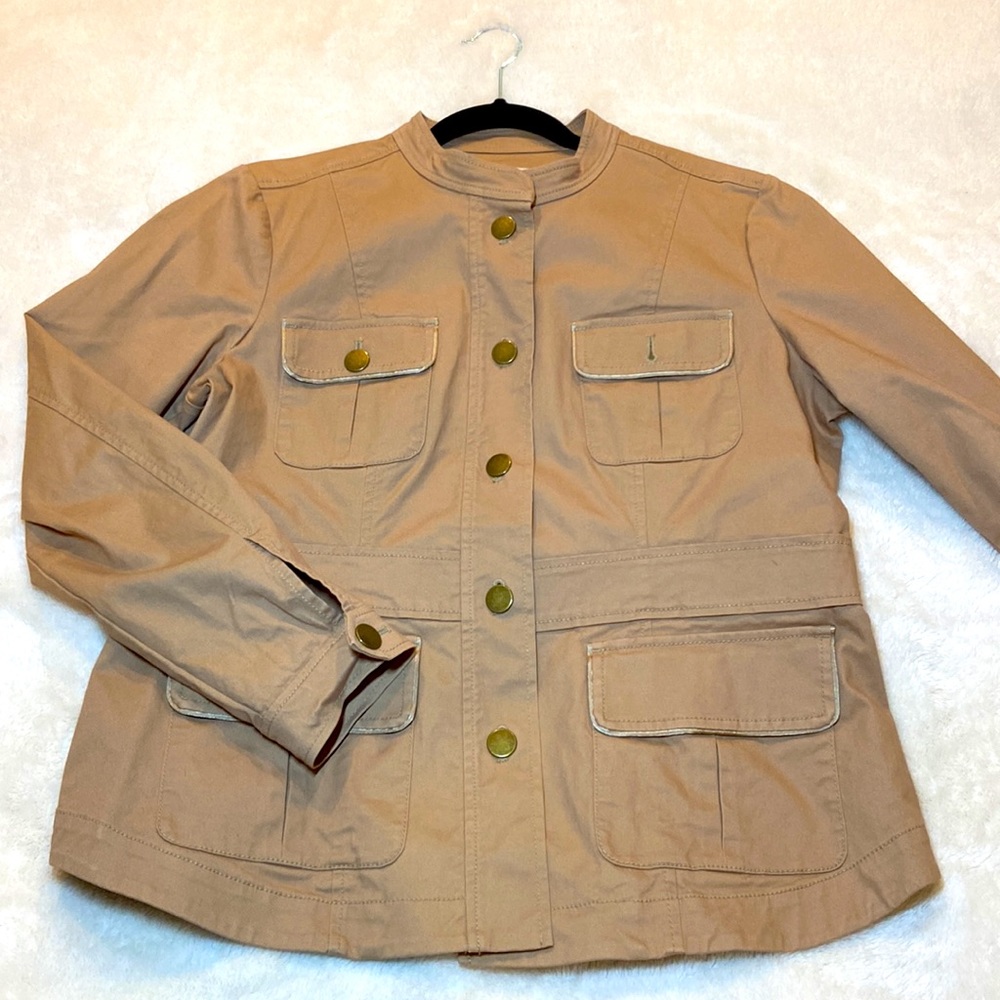 Utility/ cargo style jacket, tan, size L, LOFT, button down